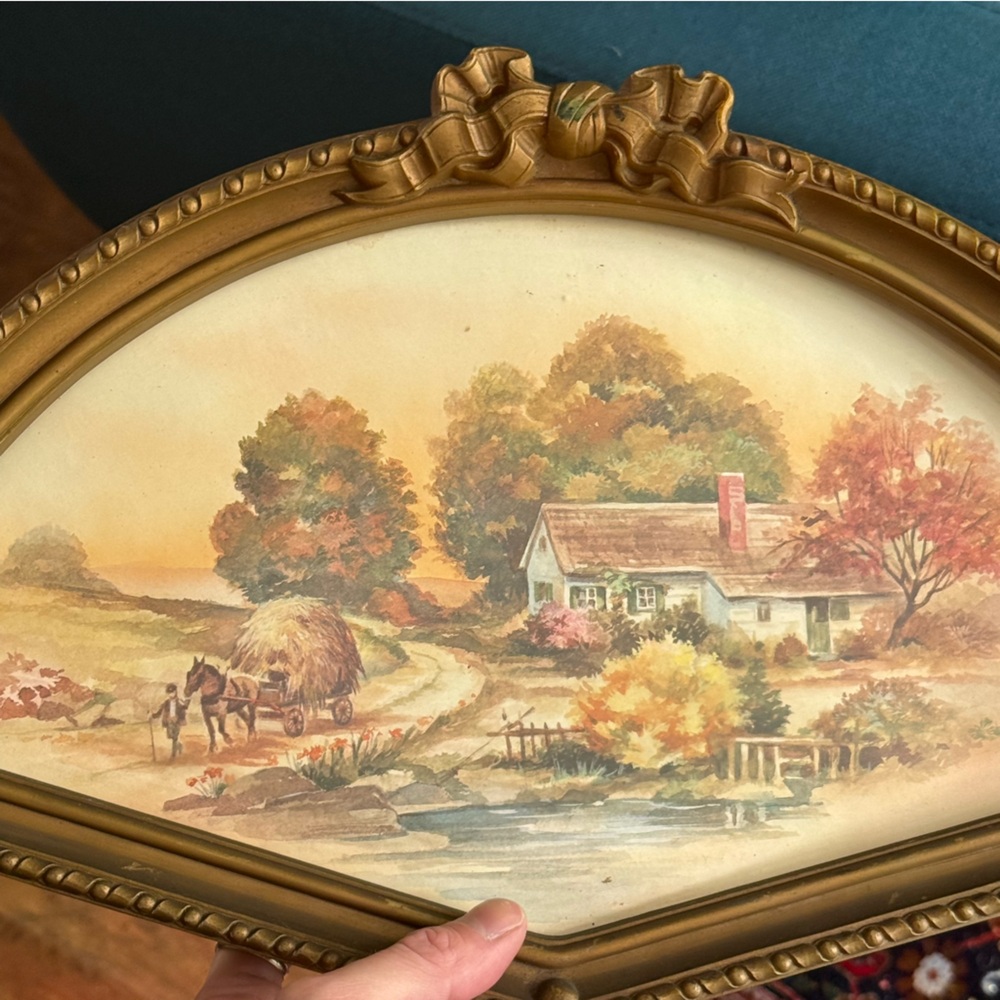 Homco 1980s vintage ornate fan shaped farmhouse print wall decor - Picture 4 of 7